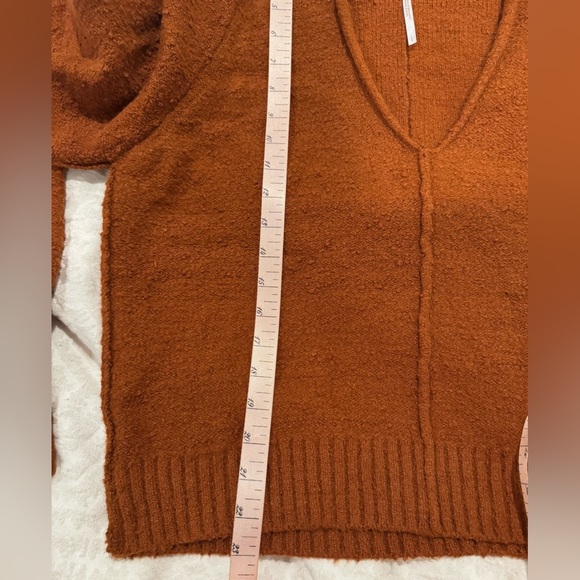Free People Burnt Orange Reverie V-neck Balloon Sleeve Sweater - Picture 6 of 8